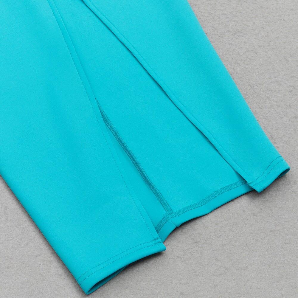 AIIZIE OFF SHOULDER HEM SLIT MIDI DRESS IN AZURE - product image