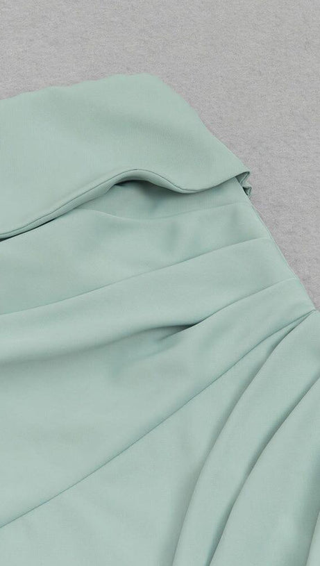 ABITO MIDI MONOSPALLA CON RUCHES COLOR MENTA