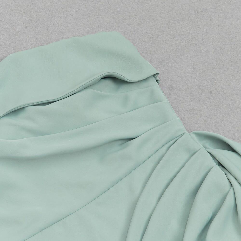 AIIZIE ONE SHOULDER RUCHED MIDI DRESS IN MINT - product image