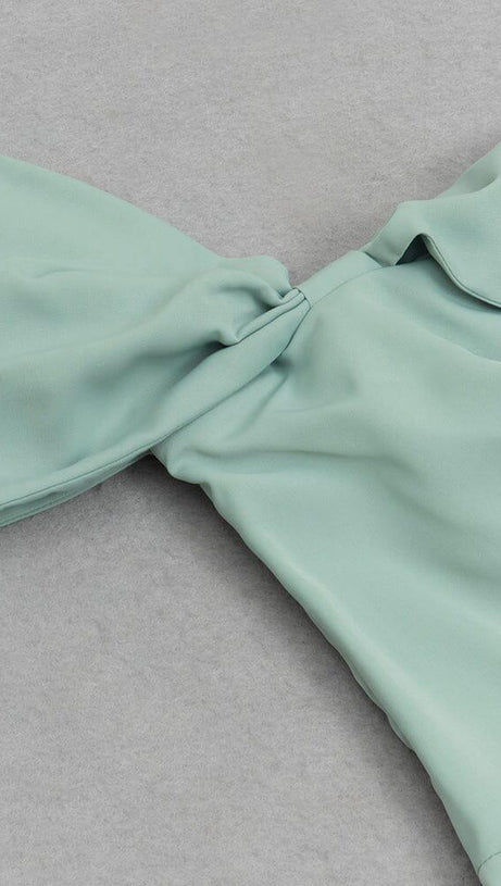 ABITO MIDI MONOSPALLA CON RUCHES COLOR MENTA