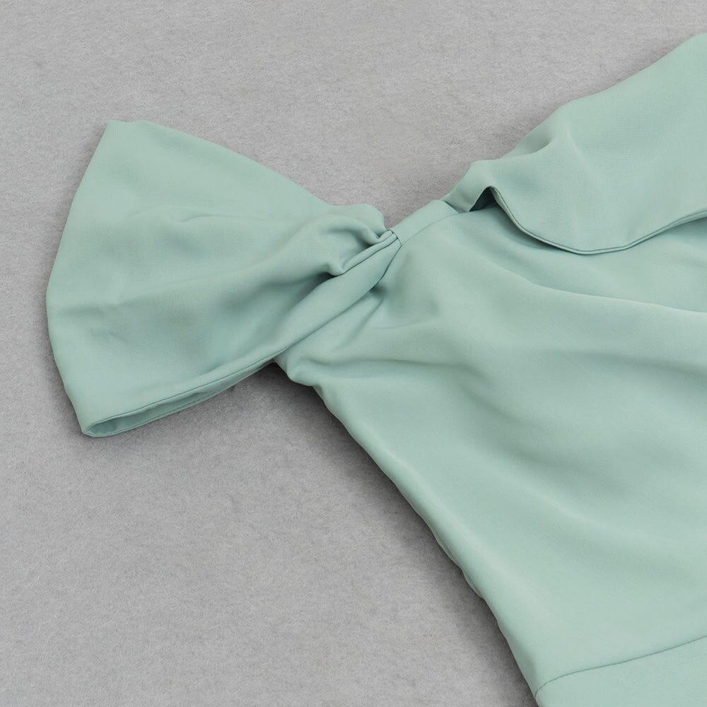 AIIZIE ONE SHOULDER RUCHED MIDI DRESS IN MINT - product image