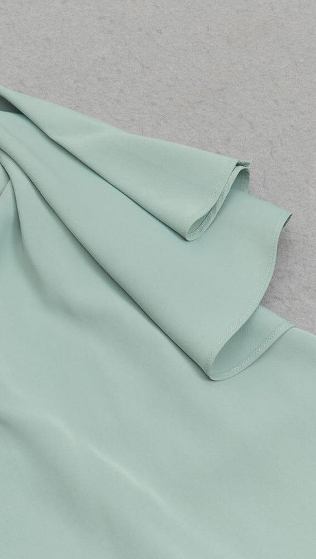 ABITO MIDI MONOSPALLA CON RUCHES COLOR MENTA