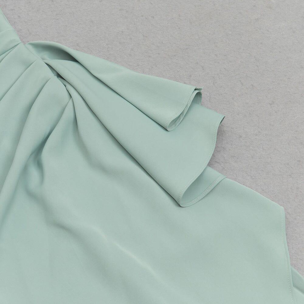 AIIZIE ONE SHOULDER RUCHED MIDI DRESS IN MINT - product image