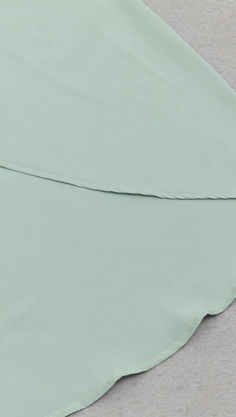 ABITO MIDI MONOSPALLA CON RUCHES COLOR MENTA