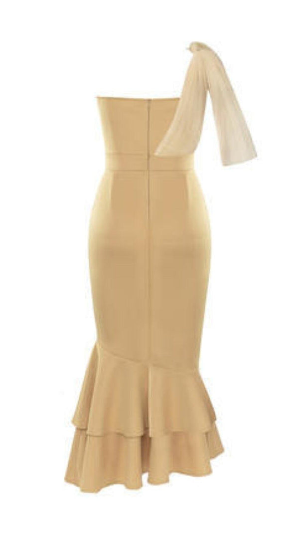 AIIZIE ONE-SHOULDER MERMAID MIDI DRESS IN KHAKI - product image