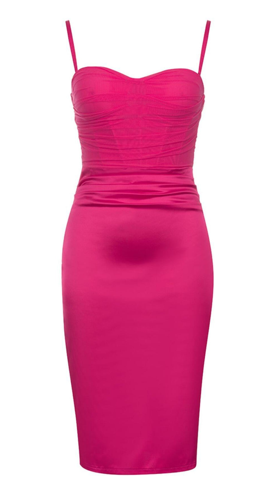 SATIN STRAPY CORSET DRESS IN RED