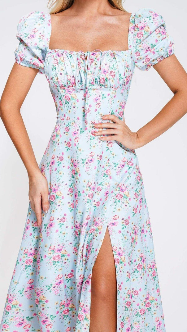 AIIZIE PUFF SLEEVE FLORAL MIDI DRESS - product image
