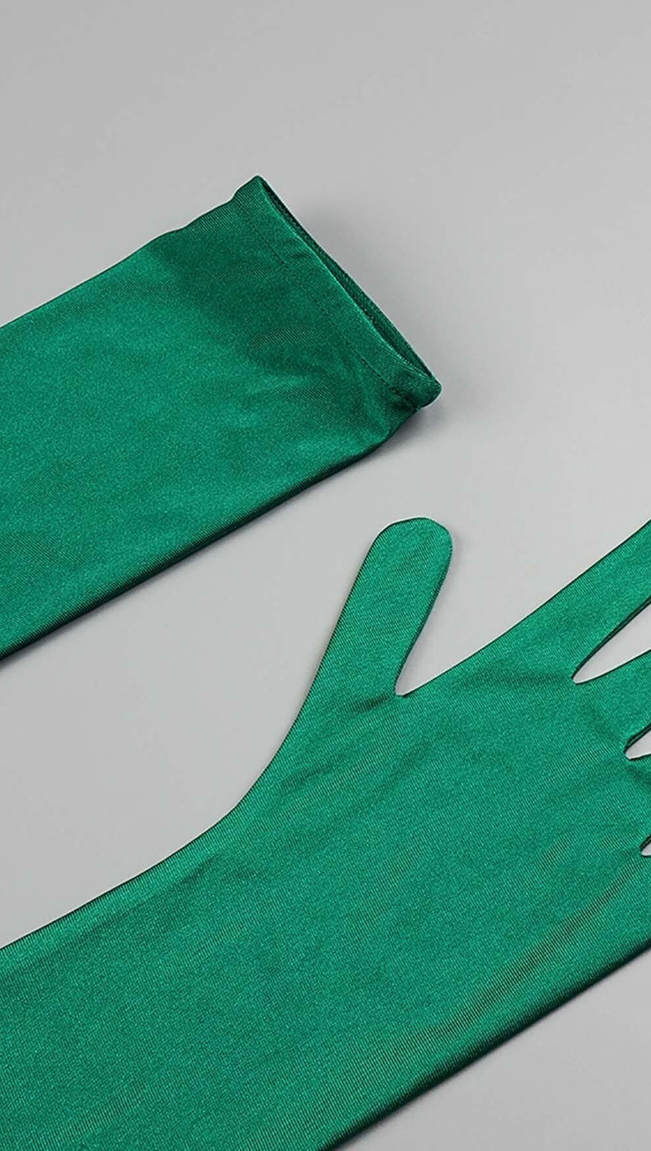 RUCHED SATIN MINI DRESS IN GREEN