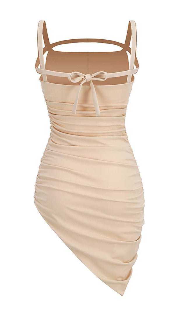 AIIZIE RUCHED STRAPPY MIDI DRESS IN NUDE - product image