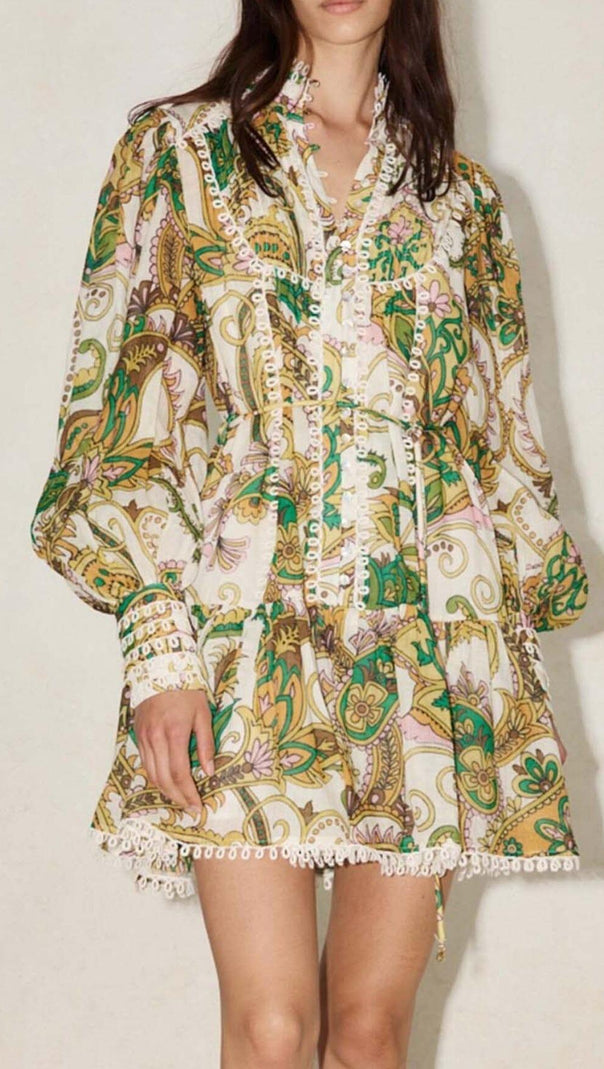 AIIZIE RUFFLE PAISLEY PRINT MINI DRESS - product image