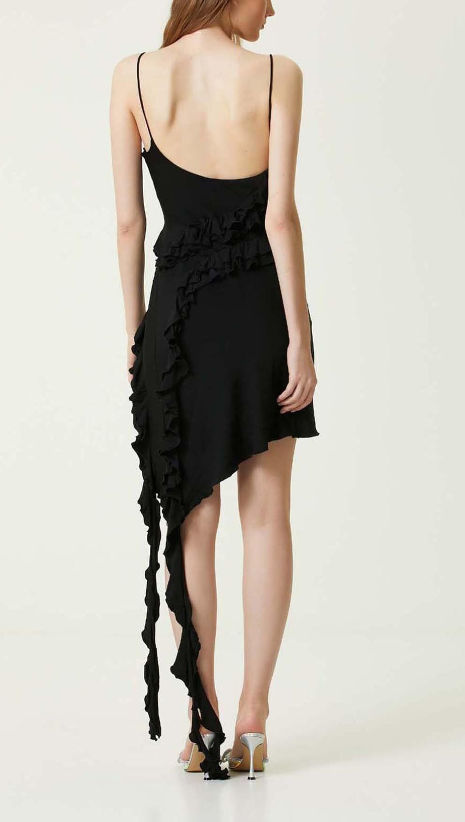 ABITO CORTO SENZA MANICHE CON VOLANT REGOLARE NERO