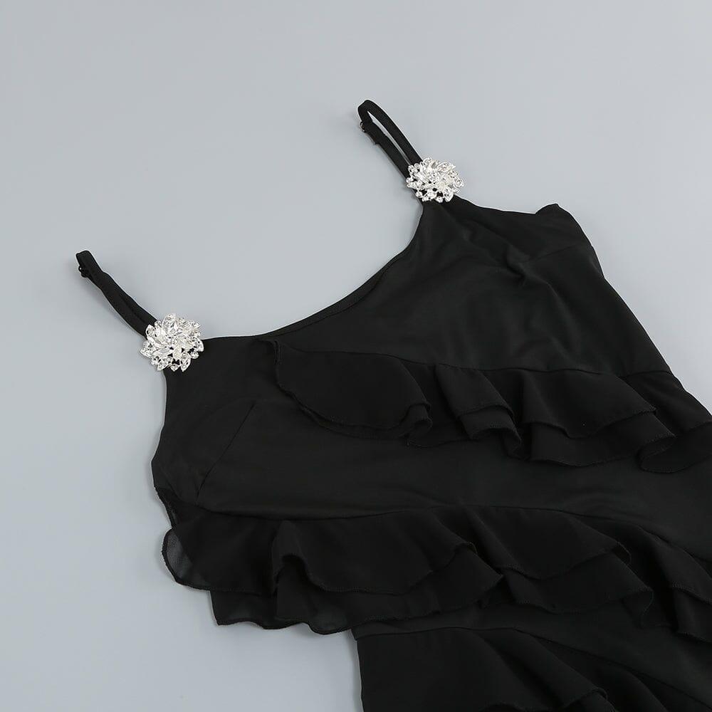 AIIZIE SLEEVELESS LRREGULAR RUFFLE MINI DRESS IN BLACK - product image
