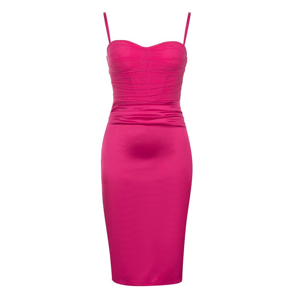 Satin Strapy Corset Dress in Red