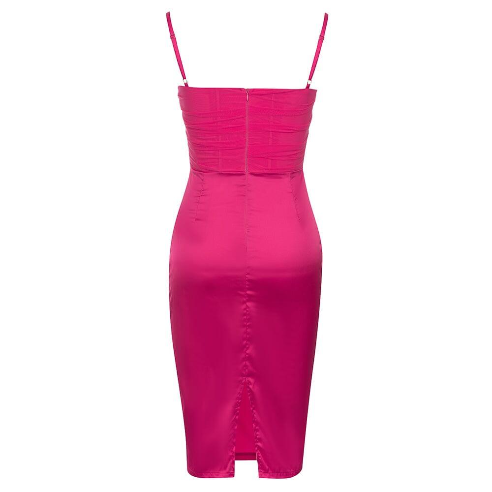 Satin Strapy Corset Dress in Red