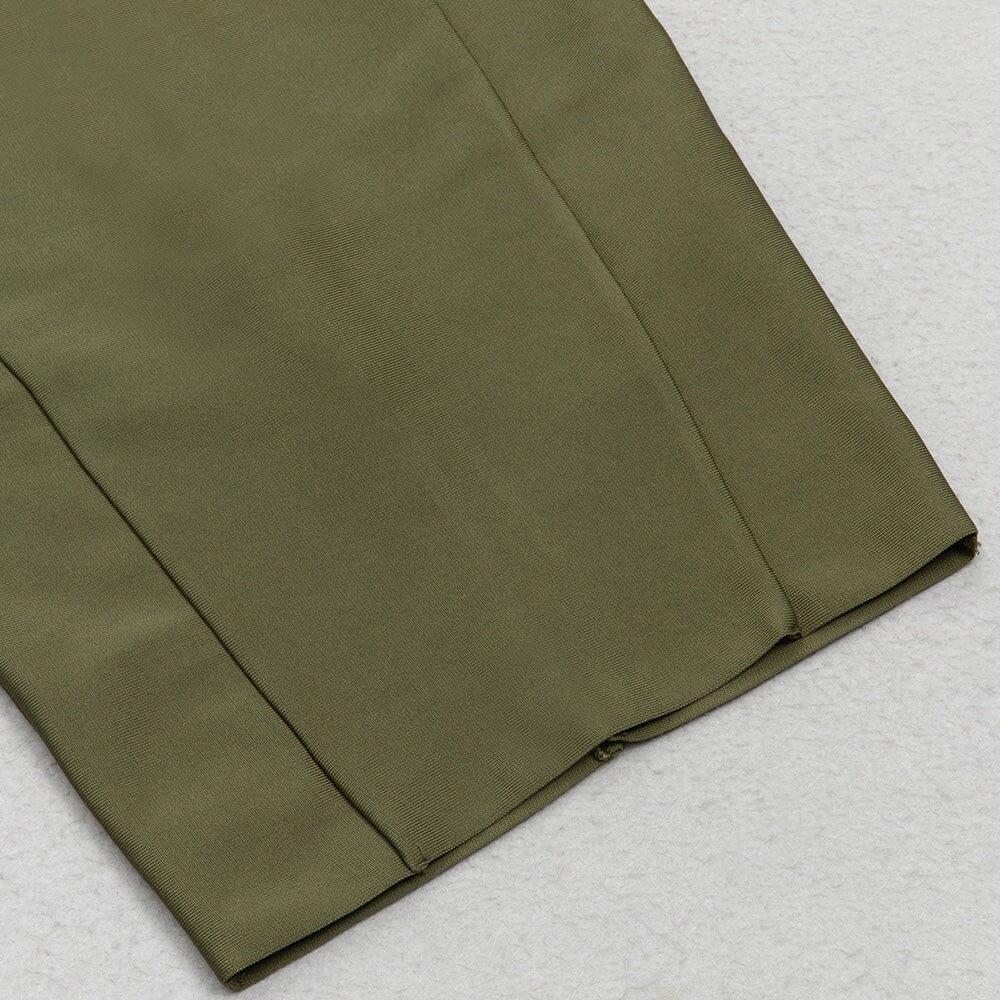 AIIZIE SQUARE COLLAR BUTTON MIDI DRESS IN OLIVE GREEN - product image