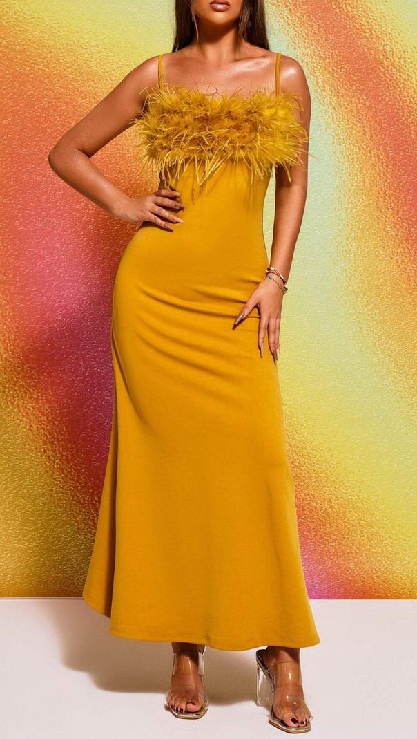 AIIZIE STRAPPY FEATHER MAXI DRESS - product image
