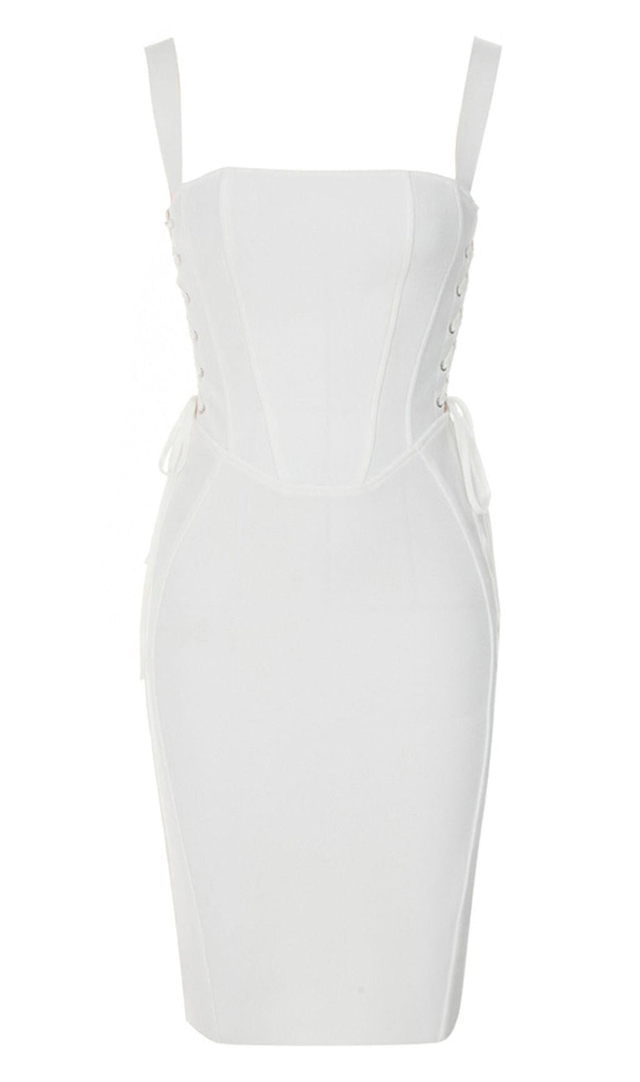 STRAPY HIP WRAP MIDI DRESS IN WHITE