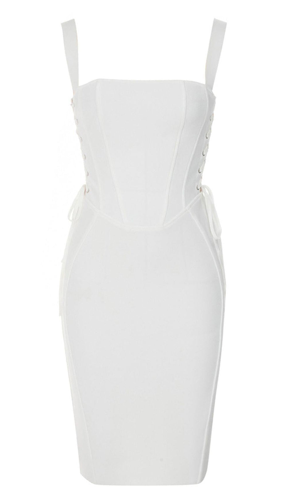 STRAPY HIP WRAP MIDI DRESS IN WHITE