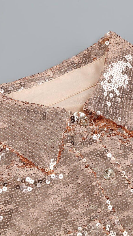 Glitzerndes Maxikleid mit Oberschenkelschlitz in Metallic-Gold