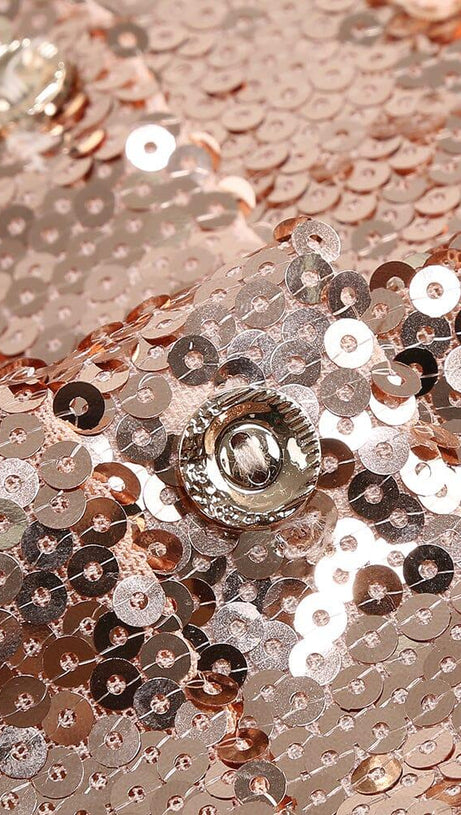 Glitzerndes Maxikleid mit Oberschenkelschlitz in Metallic-Gold