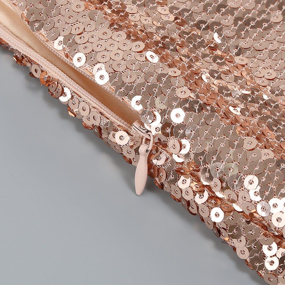 AIIZIE THIGH SLIT GLITTER MAXI DRESS IN METALLIC GOLD - product image
