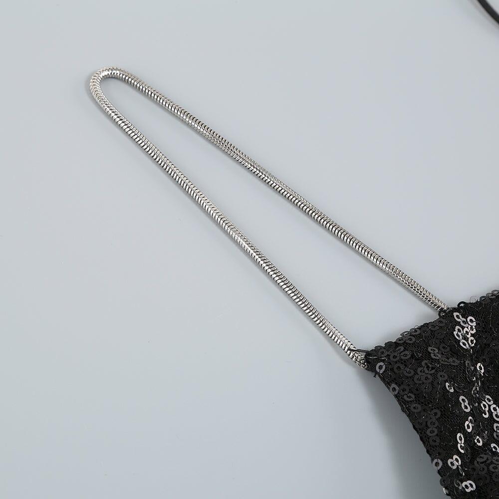 AIIZIE THIGH SLIT SEQUIN MAXI DRESS IN BLACK - product image