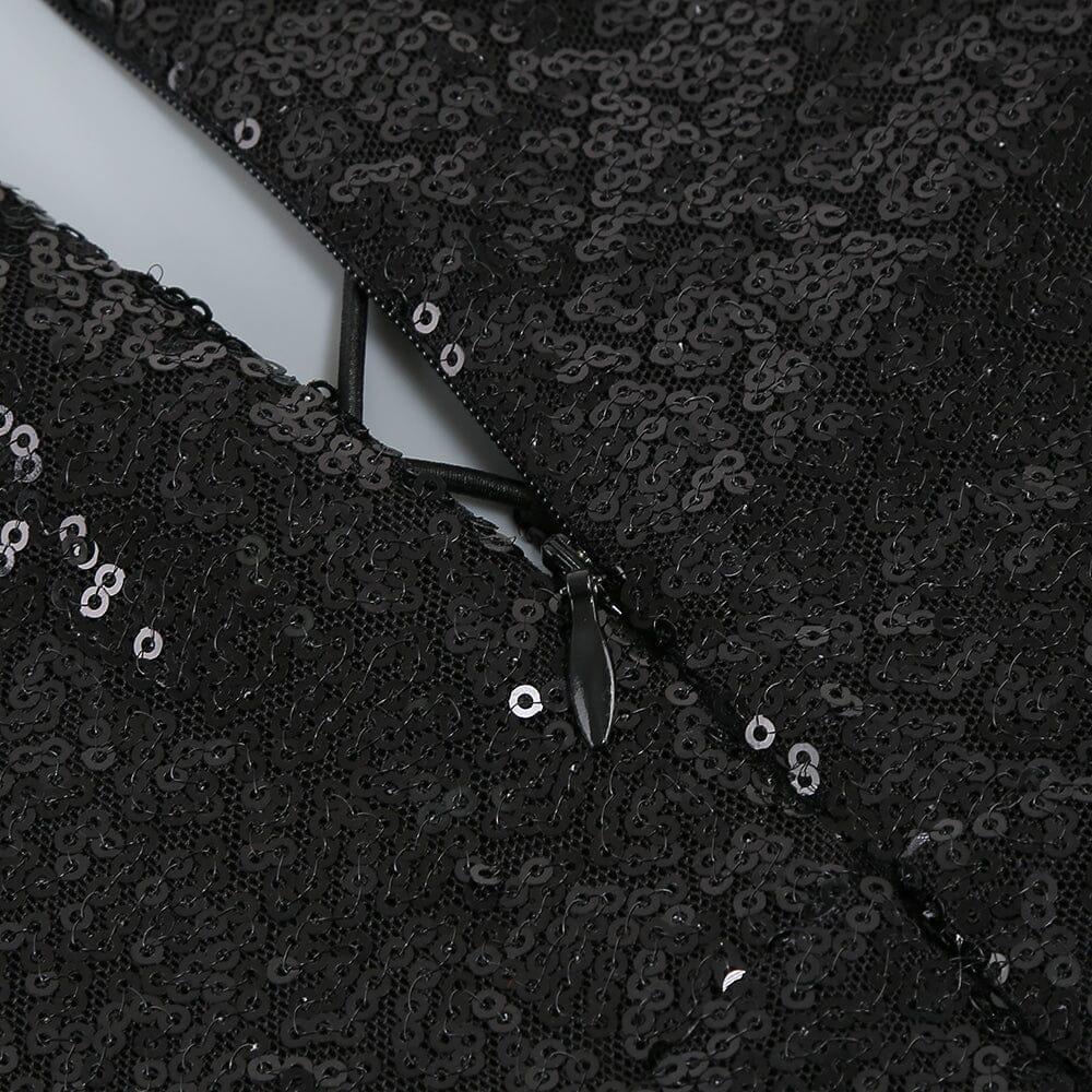 AIIZIE THIGH SLIT SEQUIN MAXI DRESS IN BLACK - product image