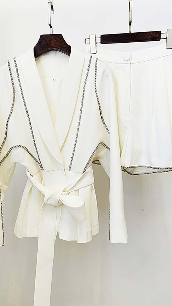 AIIZIE WAVY STRASS JACKET DRESS IN WHITE - product image