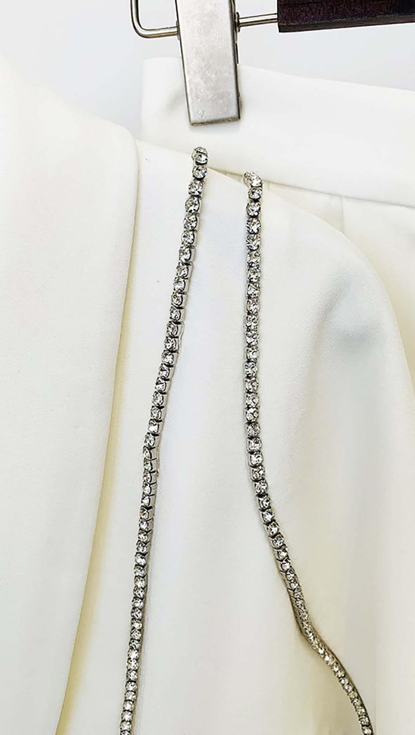 AIIZIE WAVY STRASS JACKET DRESS IN WHITE - product image