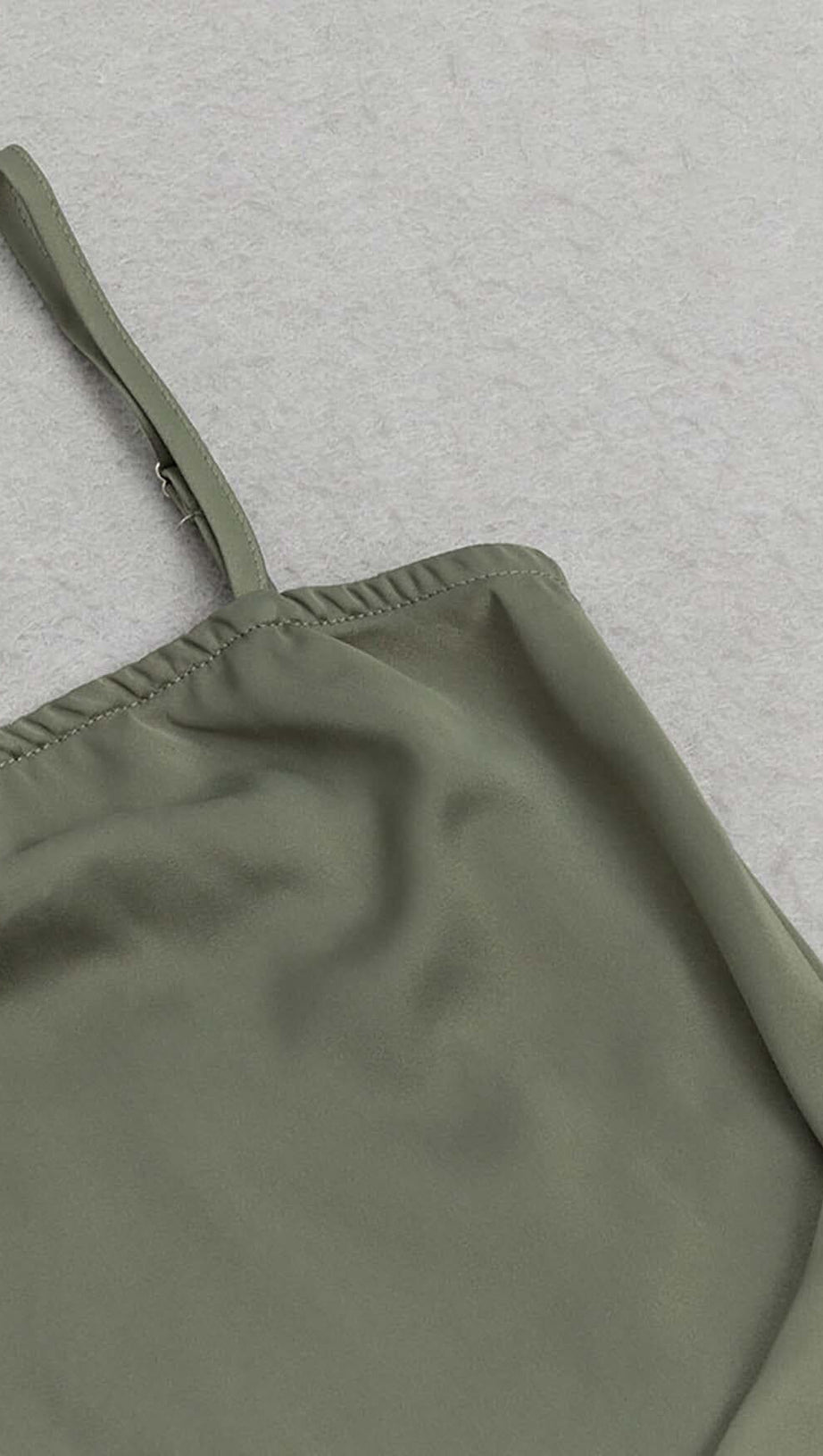 A-SILHOUETTE SATIN MIDI DRESS IN OLIVE