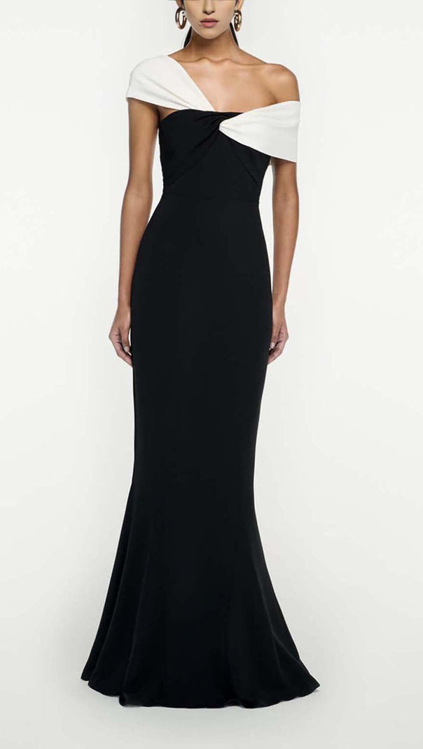 AIIZIE ASYMMETRIC OFF-THE-SHOULDER MAXI DRESS IN BLACK - product image
