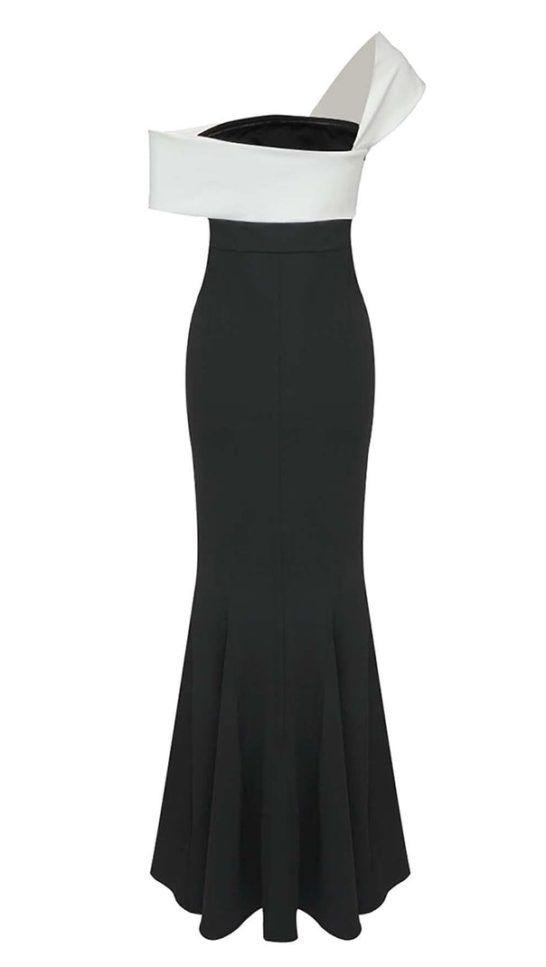 AIIZIE ASYMMETRIC OFF-THE-SHOULDER MAXI DRESS IN BLACK - product image