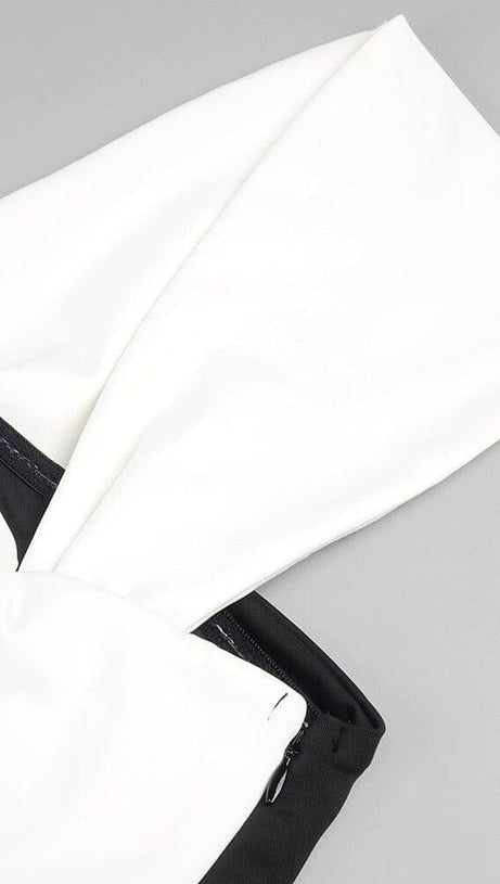 ASYMMETRIC OFF-THE-SHOULDER MAXI DRESS IN BLACK