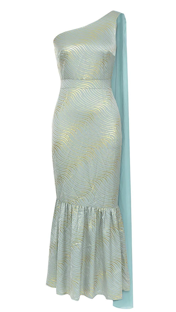 AIIZIE BAROQUE STRIPE MIDI DRESS IN BALLAD BLUE - product image
