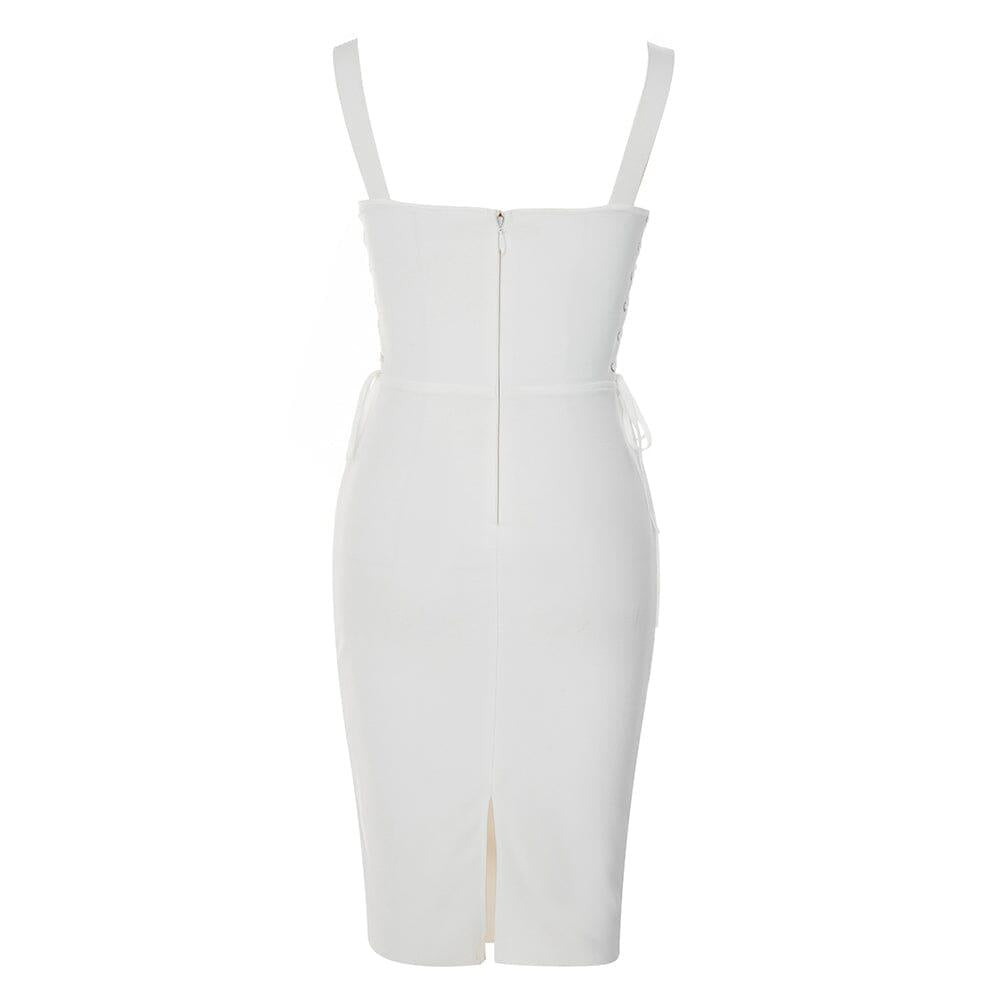 AIIZIE STRAPY HIP WRAP MIDI DRESS IN WHITE - product image