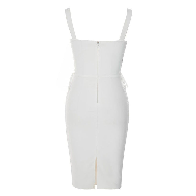 STRAPY HIP WRAP MIDI DRESS IN WHITE