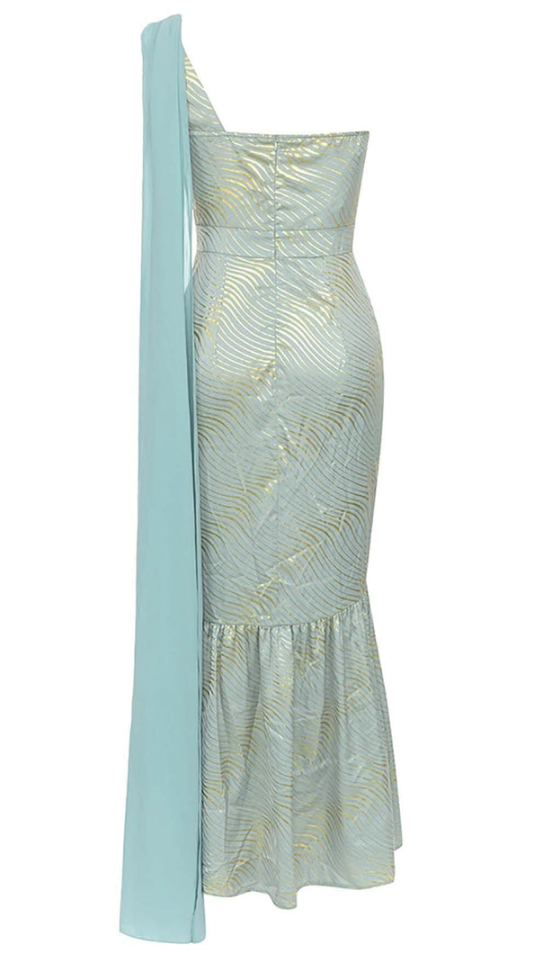 AIIZIE BAROQUE STRIPE MIDI DRESS IN BALLAD BLUE - product image