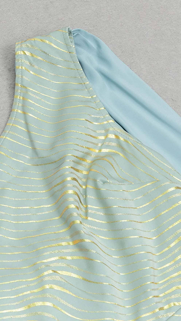 AIIZIE BAROQUE STRIPE MIDI DRESS IN BALLAD BLUE - product image