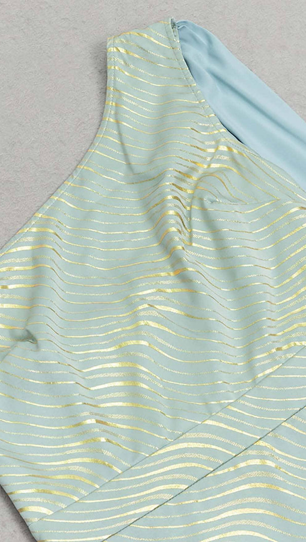 AIIZIE BAROQUE STRIPE MIDI DRESS IN BALLAD BLUE - product image