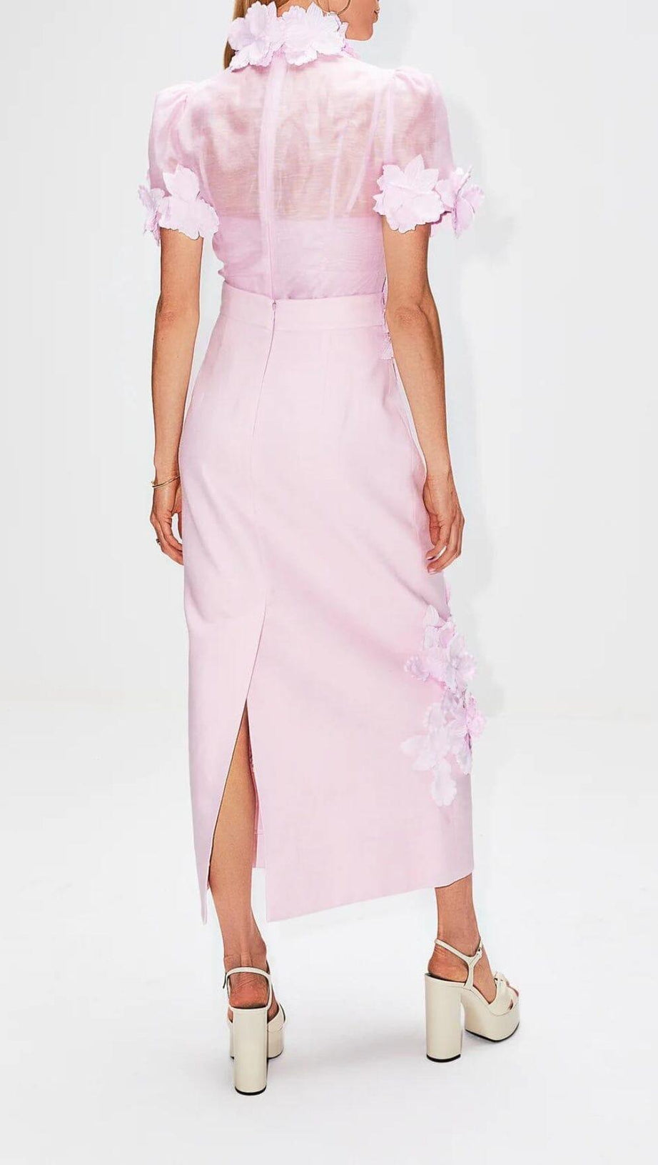 BETTY FLORAL APPLIQUÉD MESH DRESS