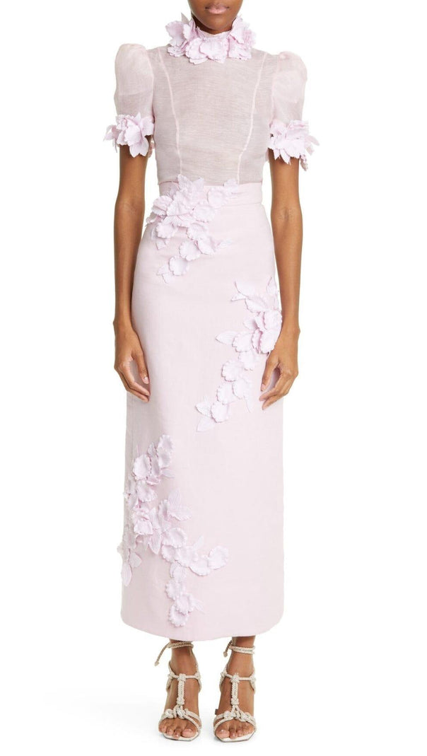 AIIZIE BETTY FLORAL APPLIQUÉD MESH DRESS - product image