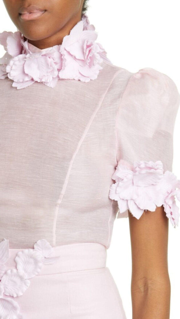 AIIZIE BETTY FLORAL APPLIQUÉD MESH DRESS - product image