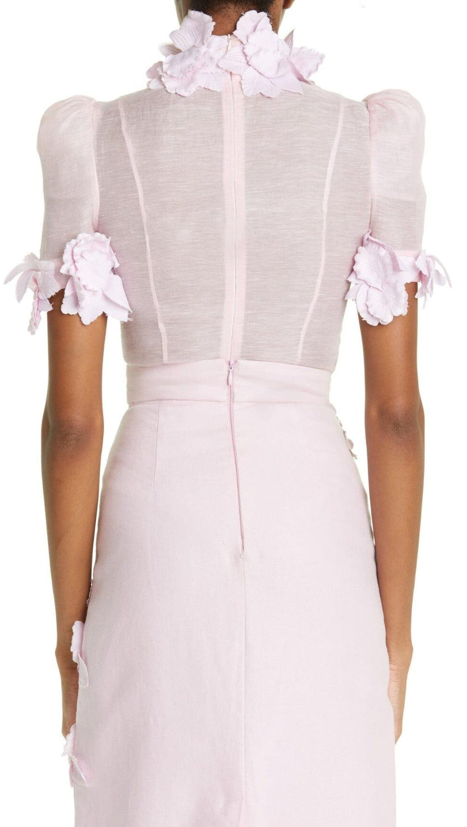 BETTY FLORAL APPLIQUÉD MESH DRESS