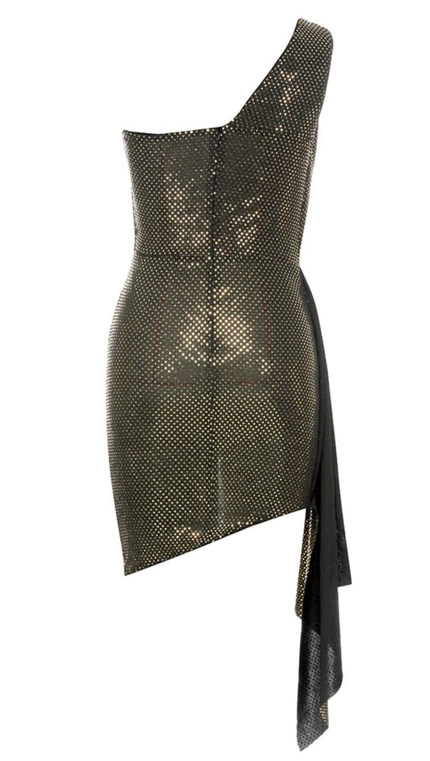 AIIZIE BROWN ONE SHOULDER ASYMMETRIC MIDI DRESS IN BROWN - product image