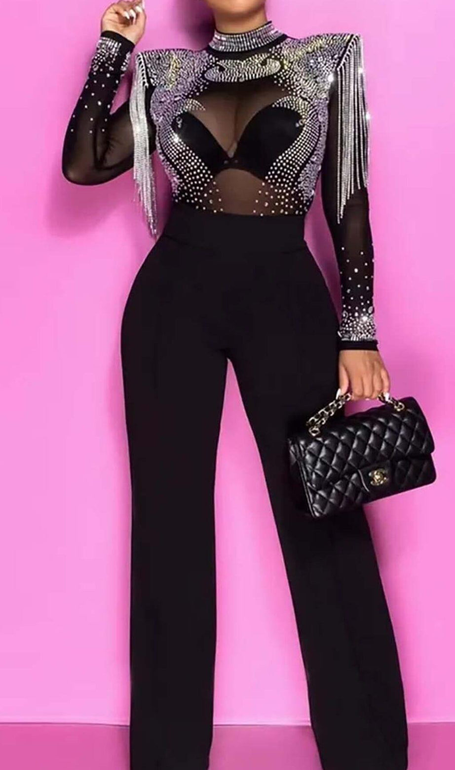 Zweiteiliges Set mit Diamantquaste in Schwarz