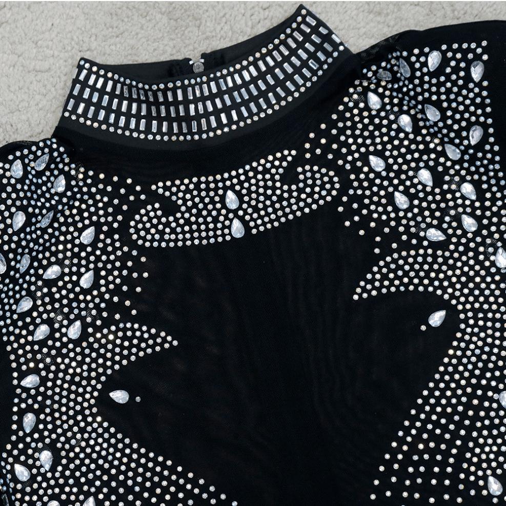 AIIZIE DIAMOND TASSEL TWO PIECE SET IN BLACK - product image