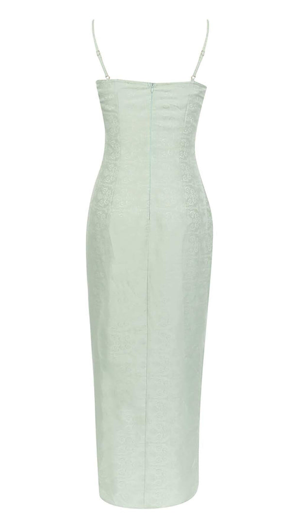 AIIZIE DRAPED LINEN MIDI DRESS IN LIGHT GREEN - product image