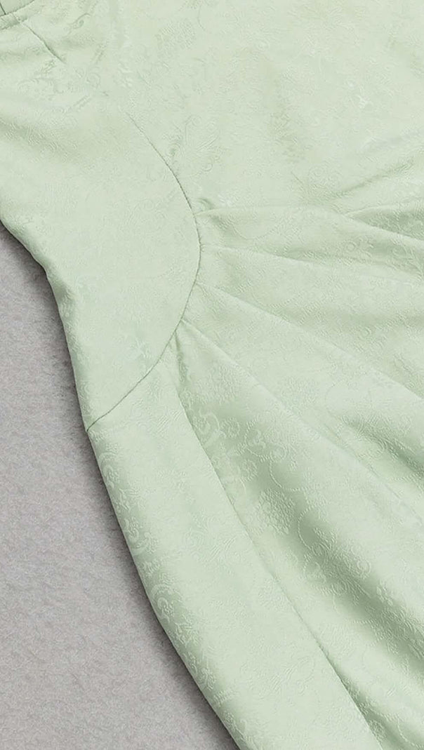 AIIZIE DRAPED LINEN MIDI DRESS IN LIGHT GREEN - product image
