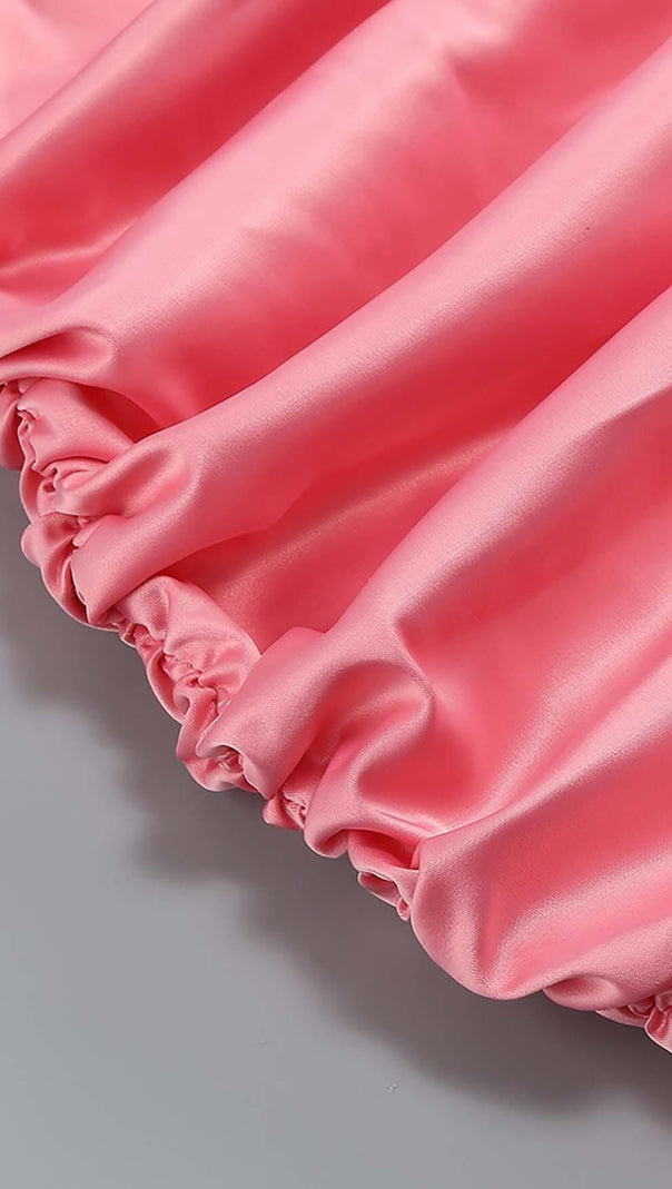 AIIZIE FLORAL ONE SHOULDER SATIN MINI DRESS IN PINK - product image