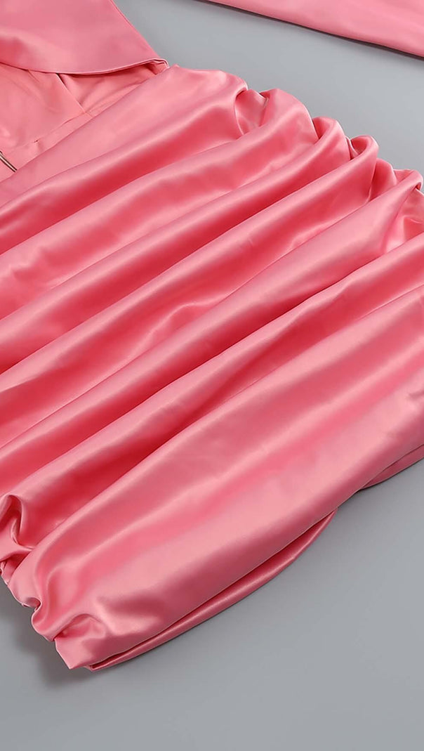 AIIZIE FLORAL ONE SHOULDER SATIN MINI DRESS IN PINK - product image